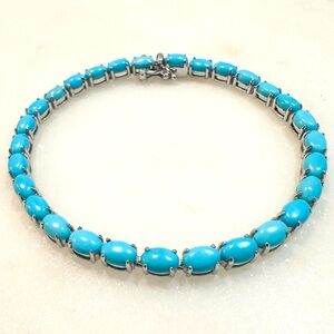 Sleeping Beauty Blue Turquoise | Rhodium Over Sterling Silver Tennis Bracelet